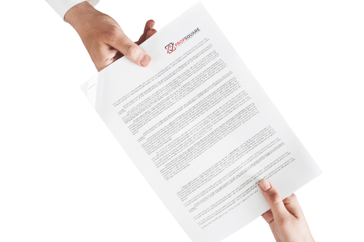 PropSquare HOTO handover document being passed between hands